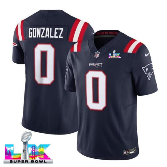 Mens or Youths Choose Christian Gonzalez Super Bowl LX Stitched Jersey Navy Vapo